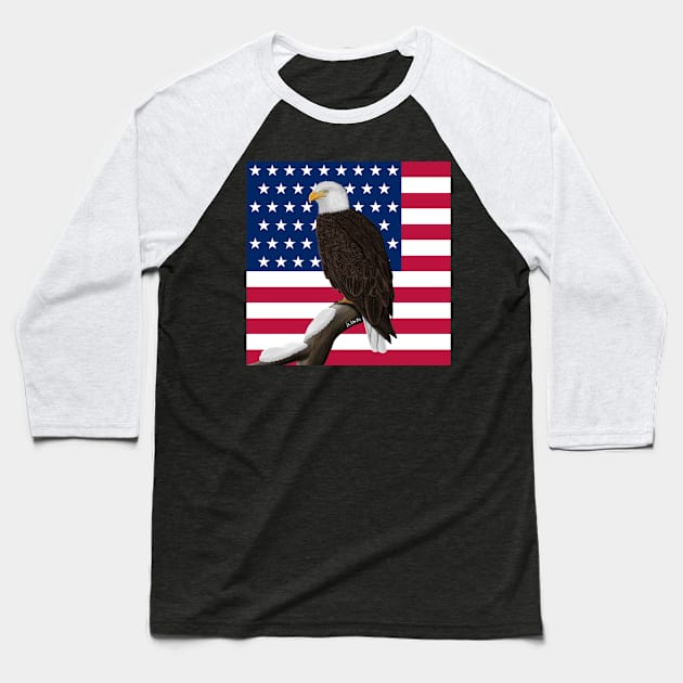 Bald Eagle Bird Illustration Stars&Stripes Baseball T-Shirt by jzbirds